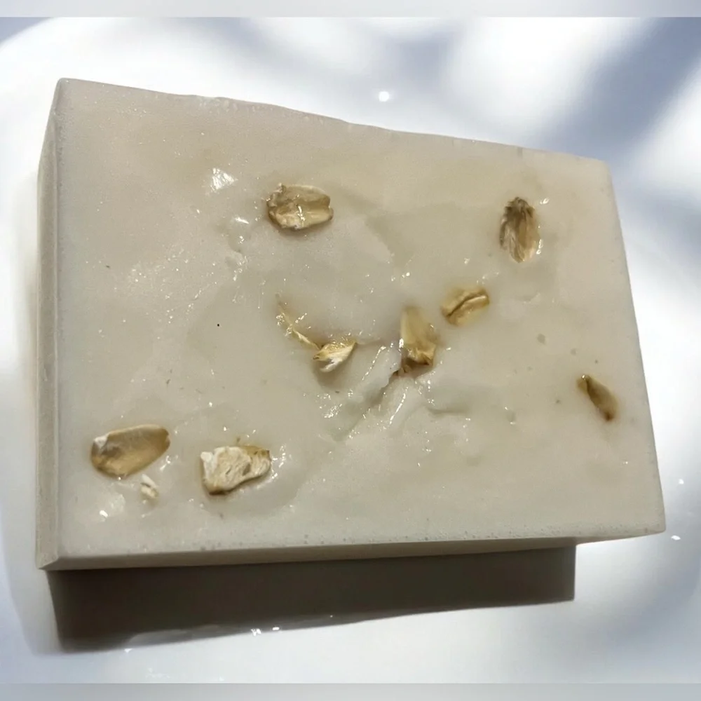 Lemon & mint oatmeal scrub soap handmade 3x2in 6oz oatmeal based soap